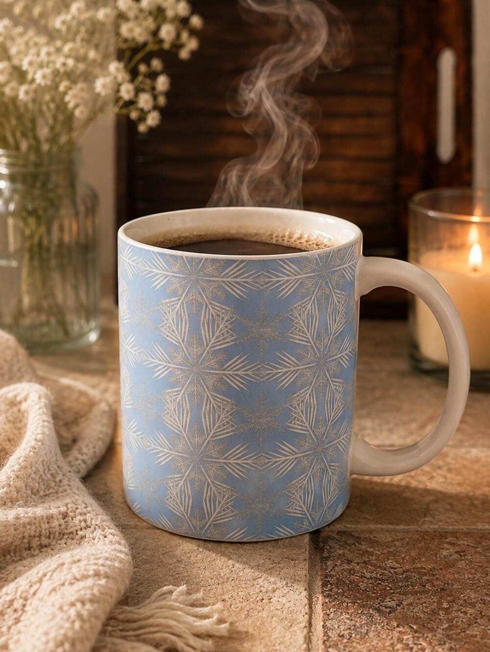 Avon Blue Snowflake Ceramic Coffee Mug